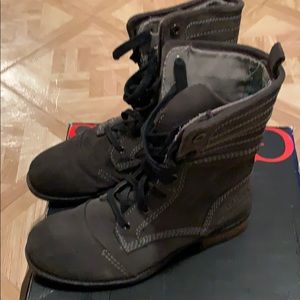 GUESS Boots. Gray, multi suede. Worn 5x only